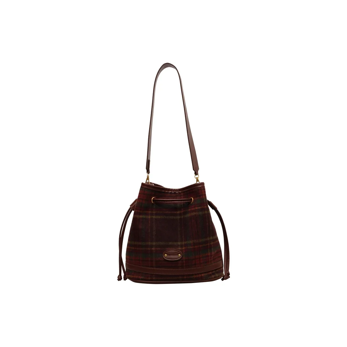 morellybear Шерстяные сумки через плечо Стандартные Женские Красная клетка Зеленая клетка