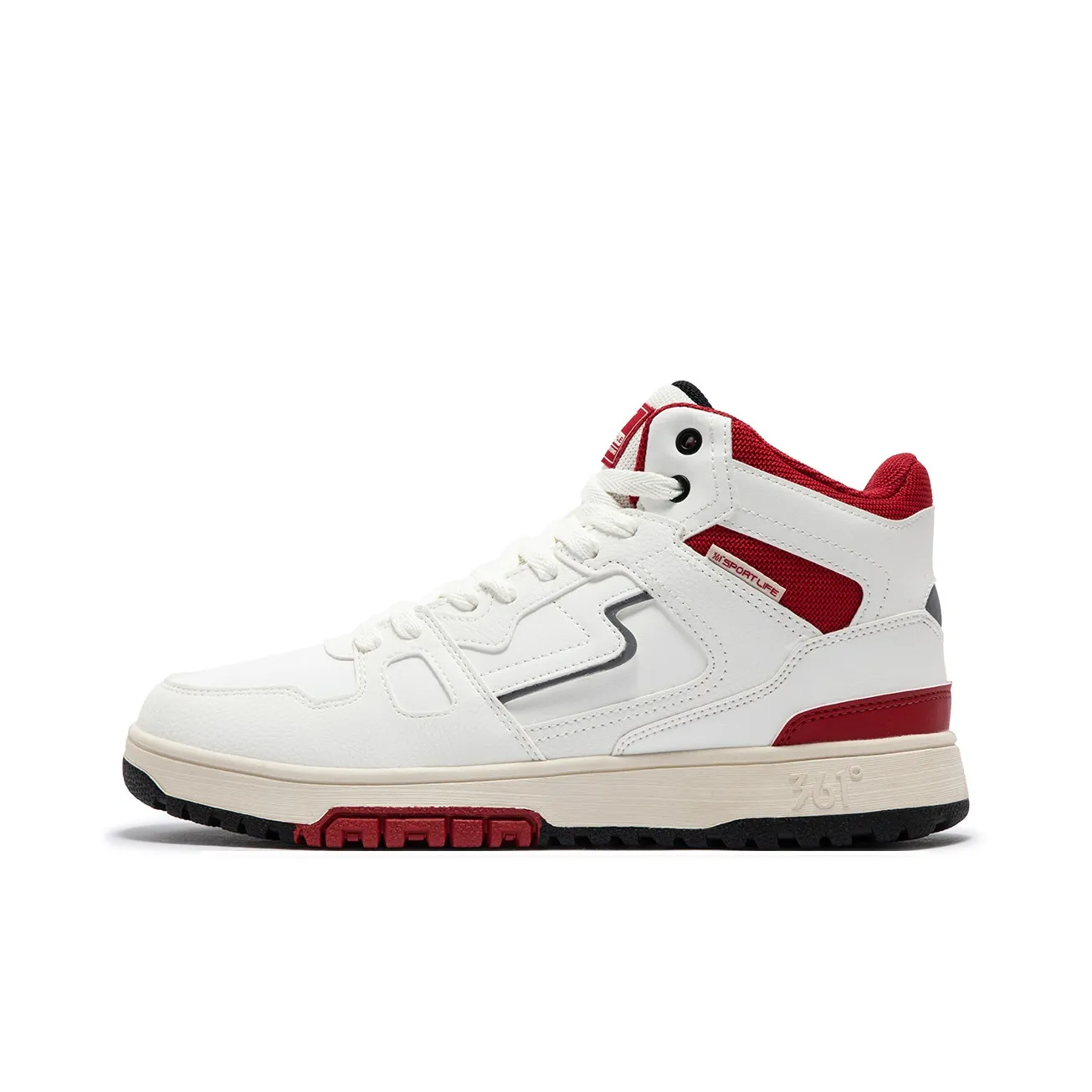 361° Non slip Lightweight Mid Top Skateboard Shoes Men's White Red