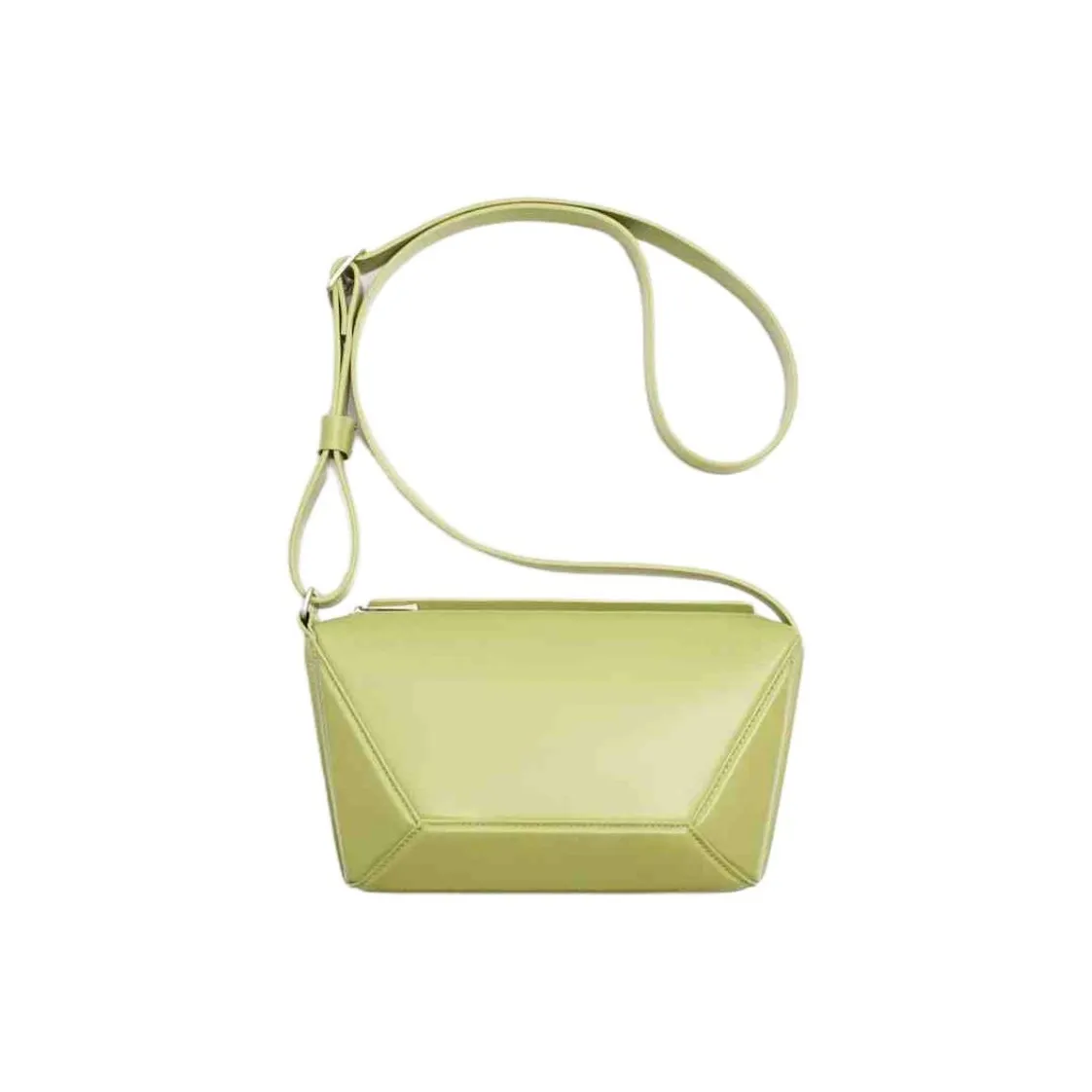 ZARA Cow Leather Shoulder Bag Crossbody Bag Medium Size Men's Green/Black
