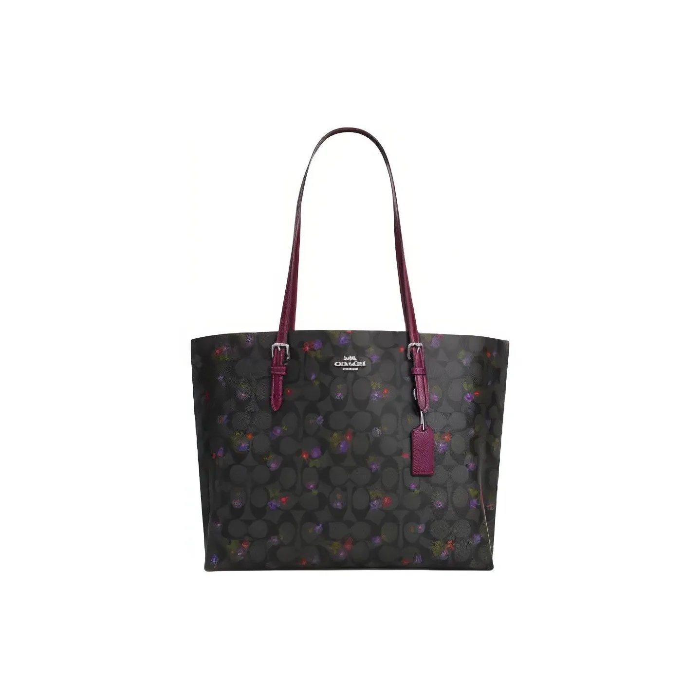 COACH Mollie Холст и Кожаная Сумка-Тот Сумка для покупок Сумка Большая Женская Графитовый Темный Ягодный