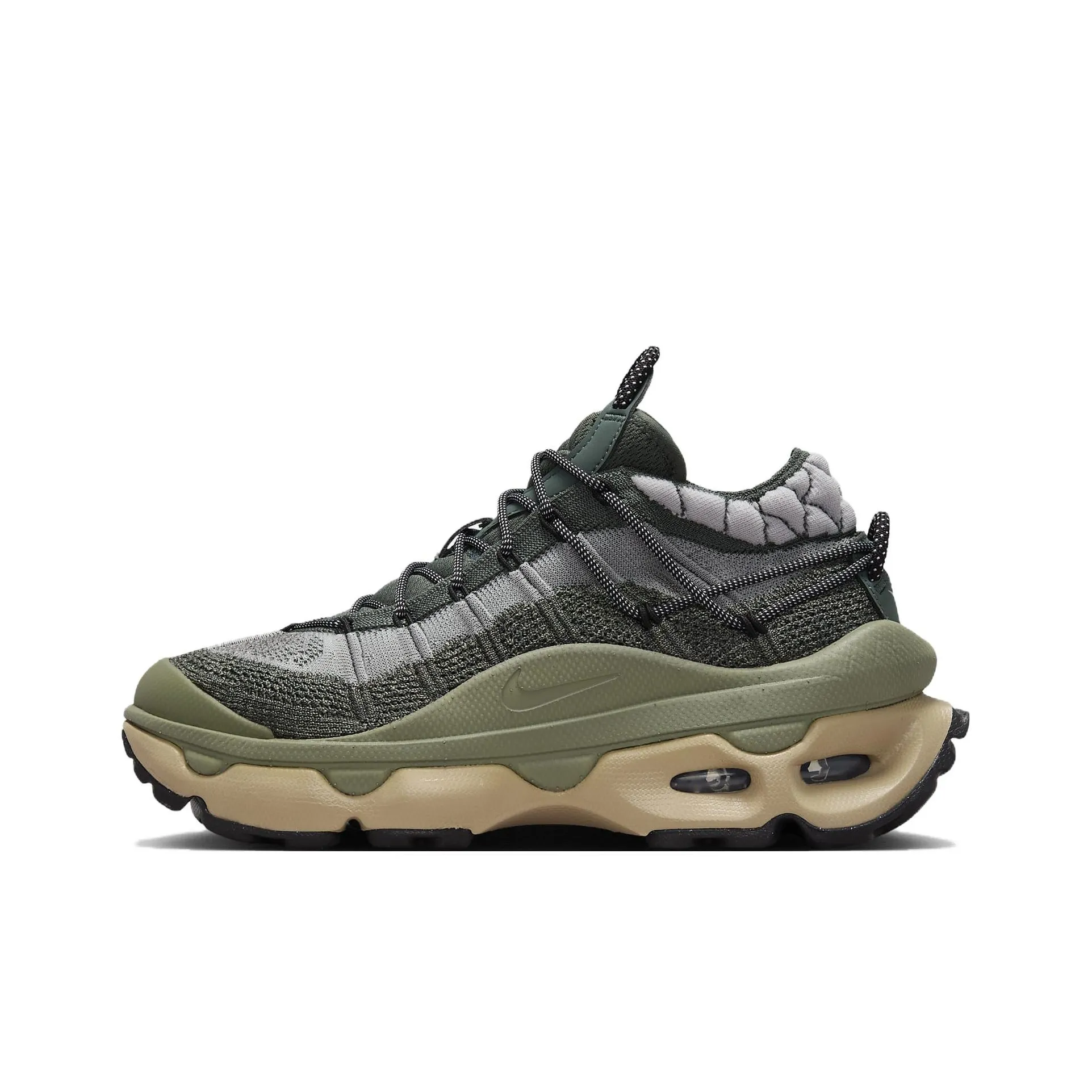 Nike Air Max Flyknit Venture Vintage Green Light Army Khaki Metallic Silver Women's