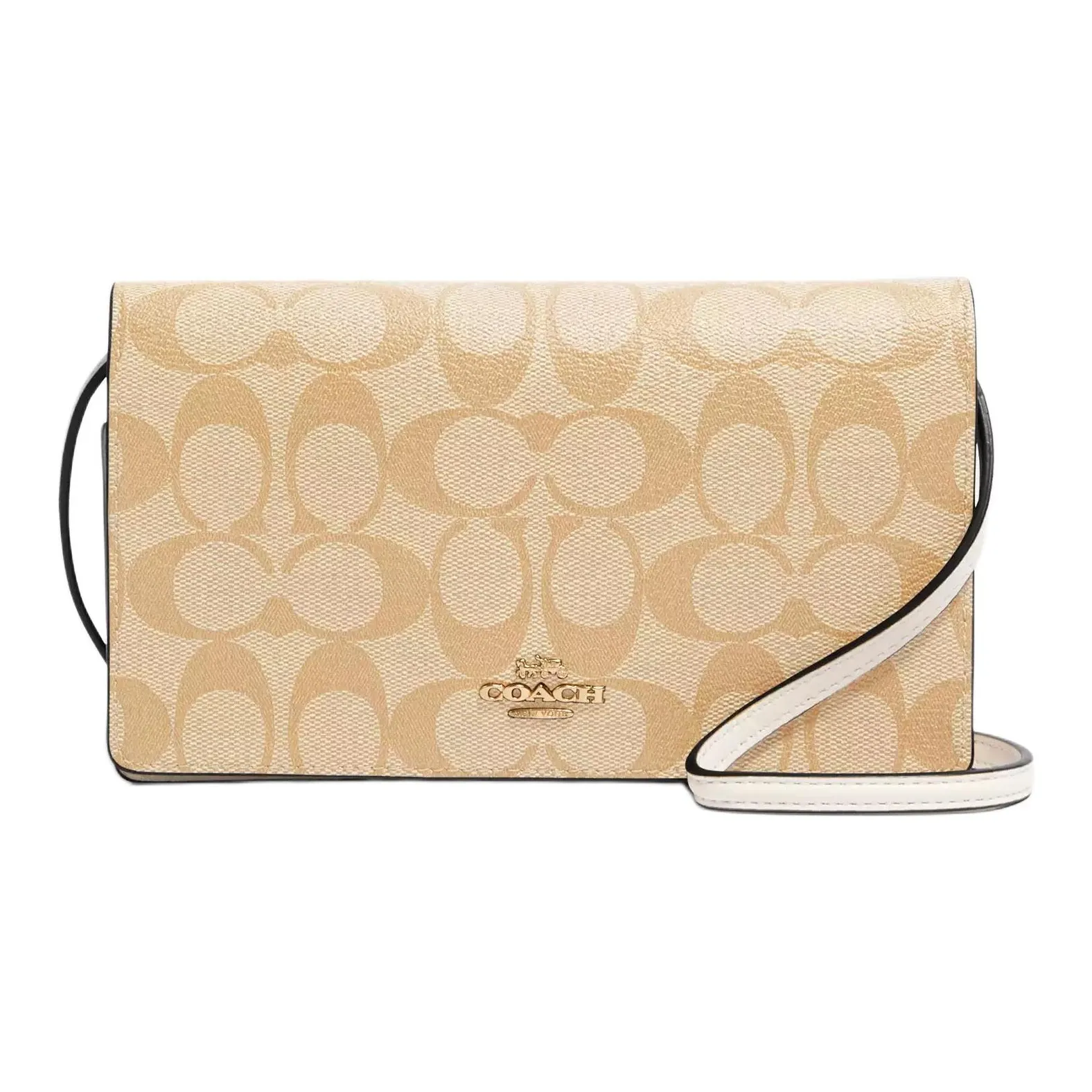 COACH Anna Монограмма Холст и Кожаная Сумка через плечо Сумка на плечо Маленькая Женская Хаки и Белая