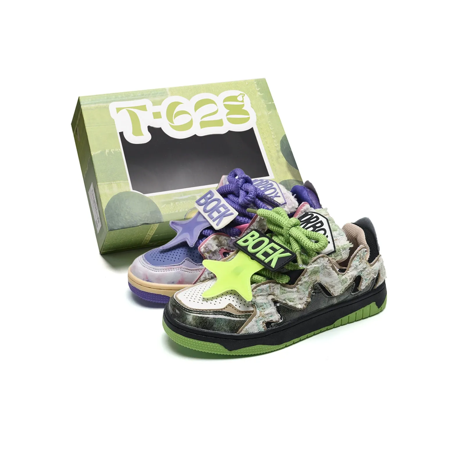 T628 Skateboard Shoes Unisex Low Top Pink, Black, White