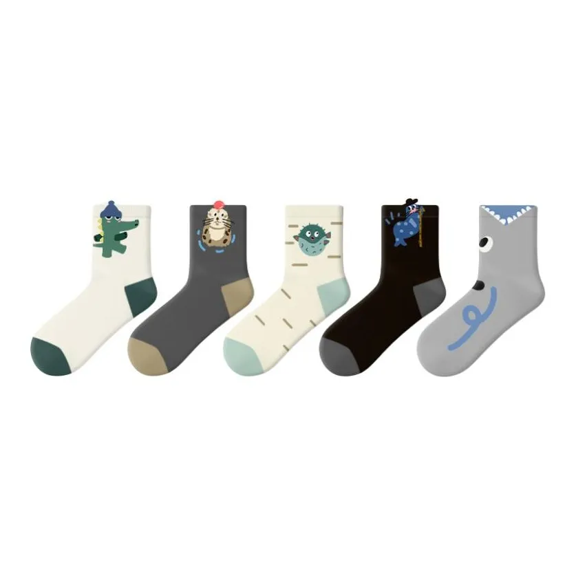 Primeet Mid Calf Socks Women's 5 Pack Ocean Fun Performance