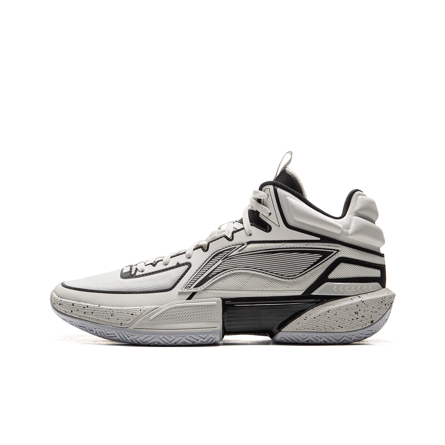 LiNing Lightweight 2MID Cushioning Anti Slip And Wear Resistant Mid Top Basketball Shoes Men's Gray Black