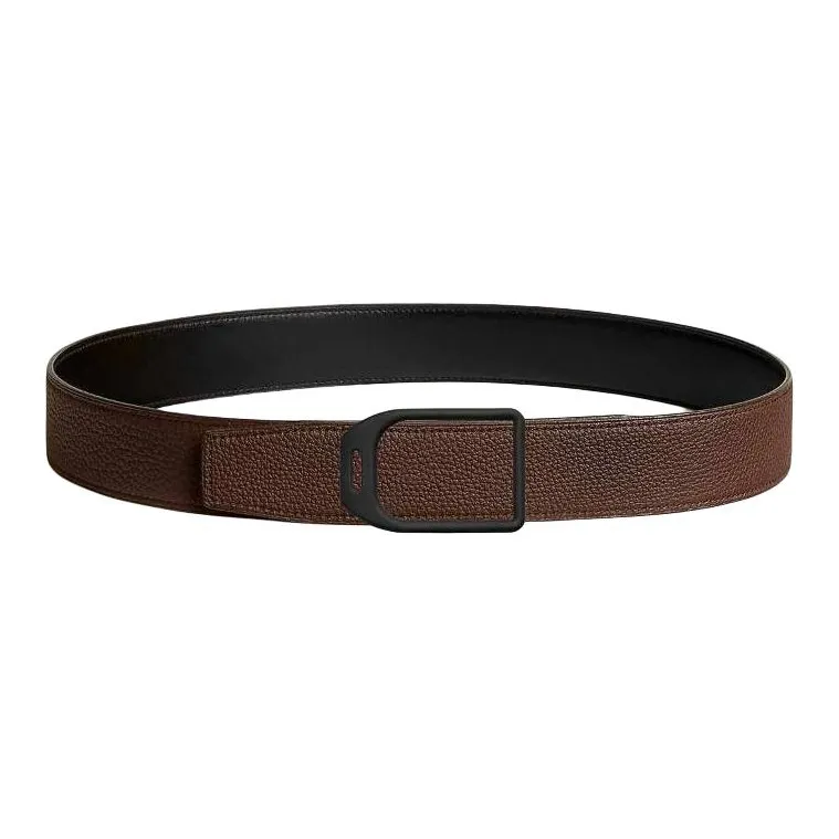 HERMES Calfskin Leather Belts Men's Chocolate Width: 3.8CM