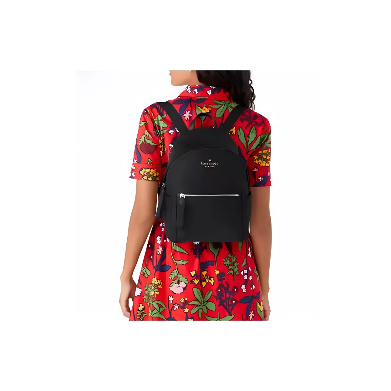 Kate Spade Recycled Nylon Metallic backpack Medium Size Women's Black