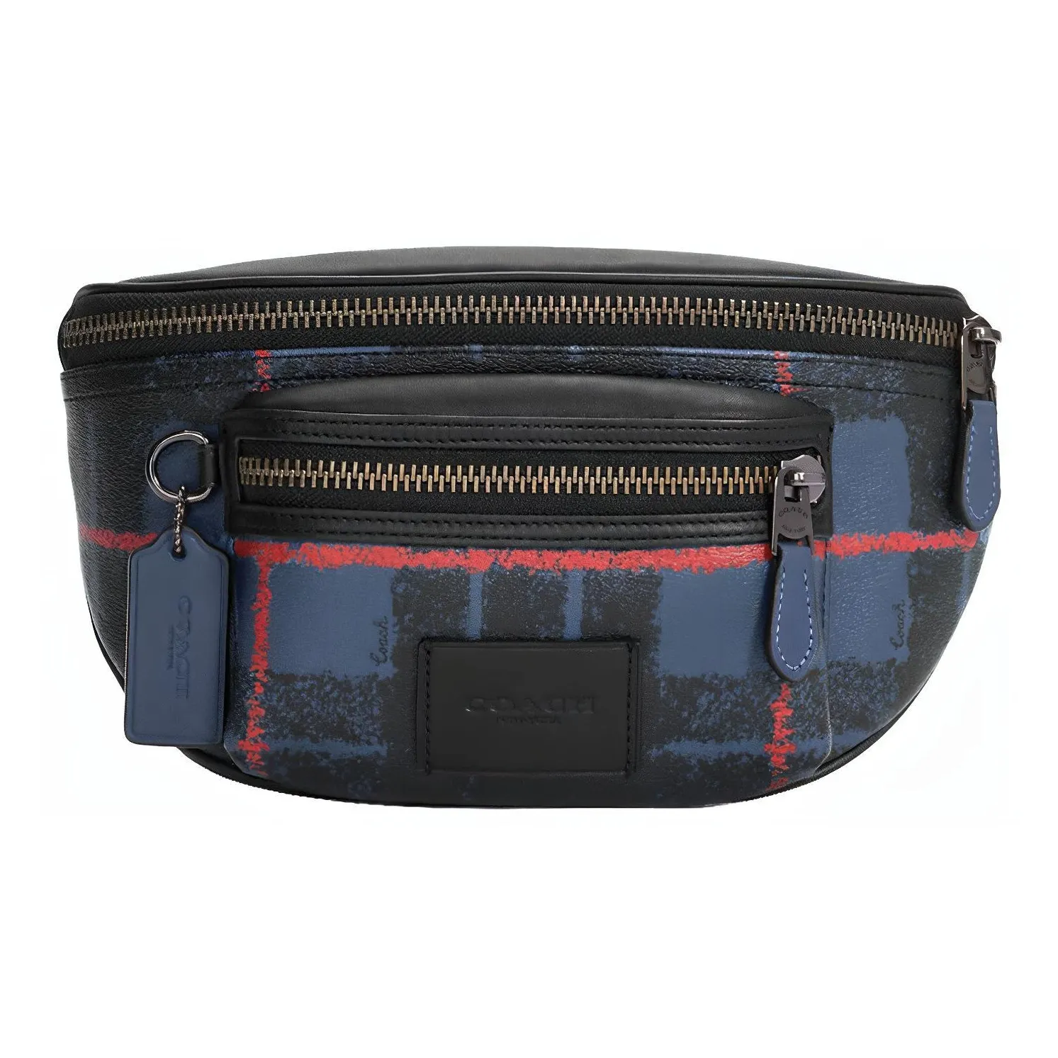 COACH Westway Холст и Кожа Сумка через плечо Слинг-сумка Сумка на пояс Средний Мужской Темно-синий и Красный