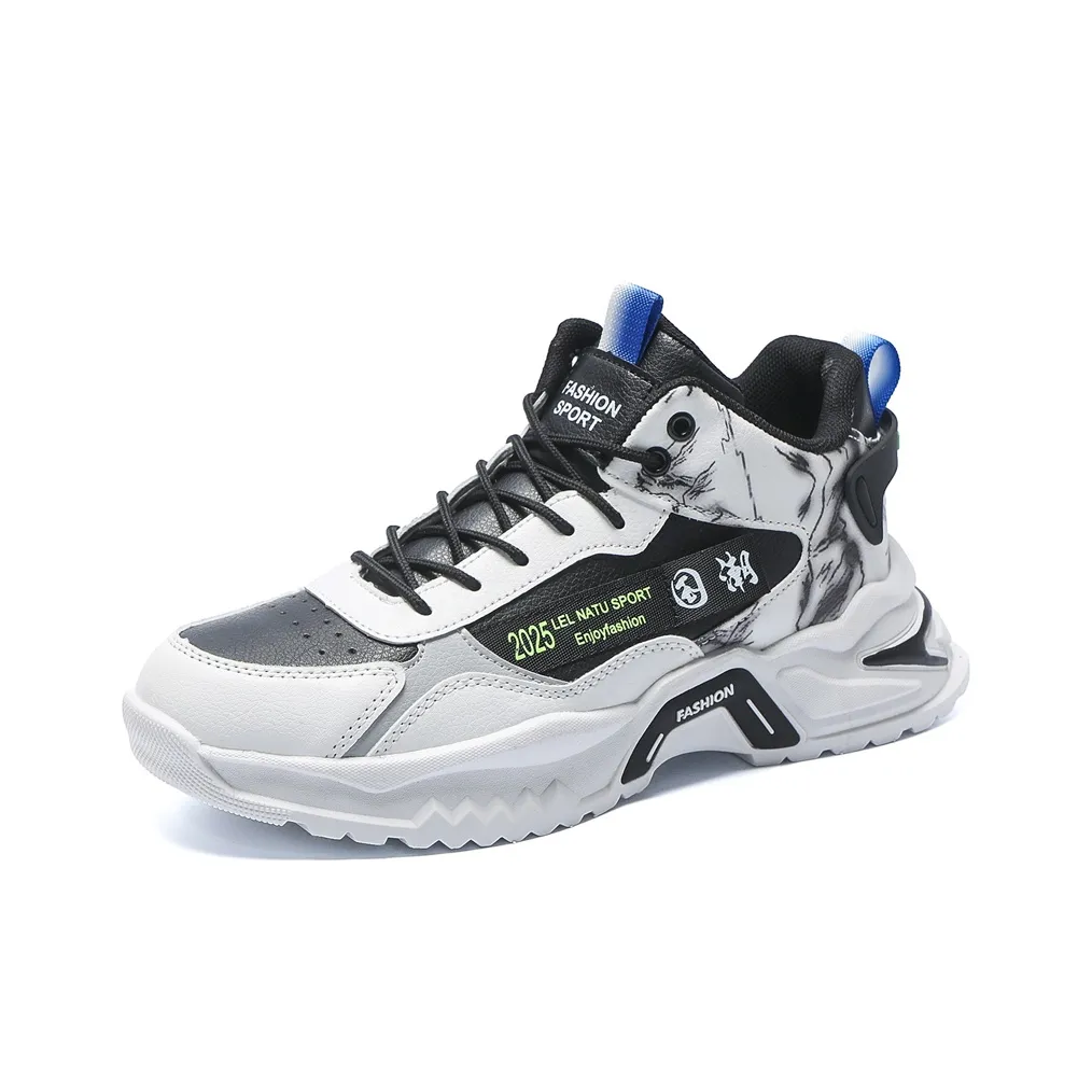 TONYBEAR Anti-Slip Wear-Resistant Low-Top Chunky Sneakers Men's White Black