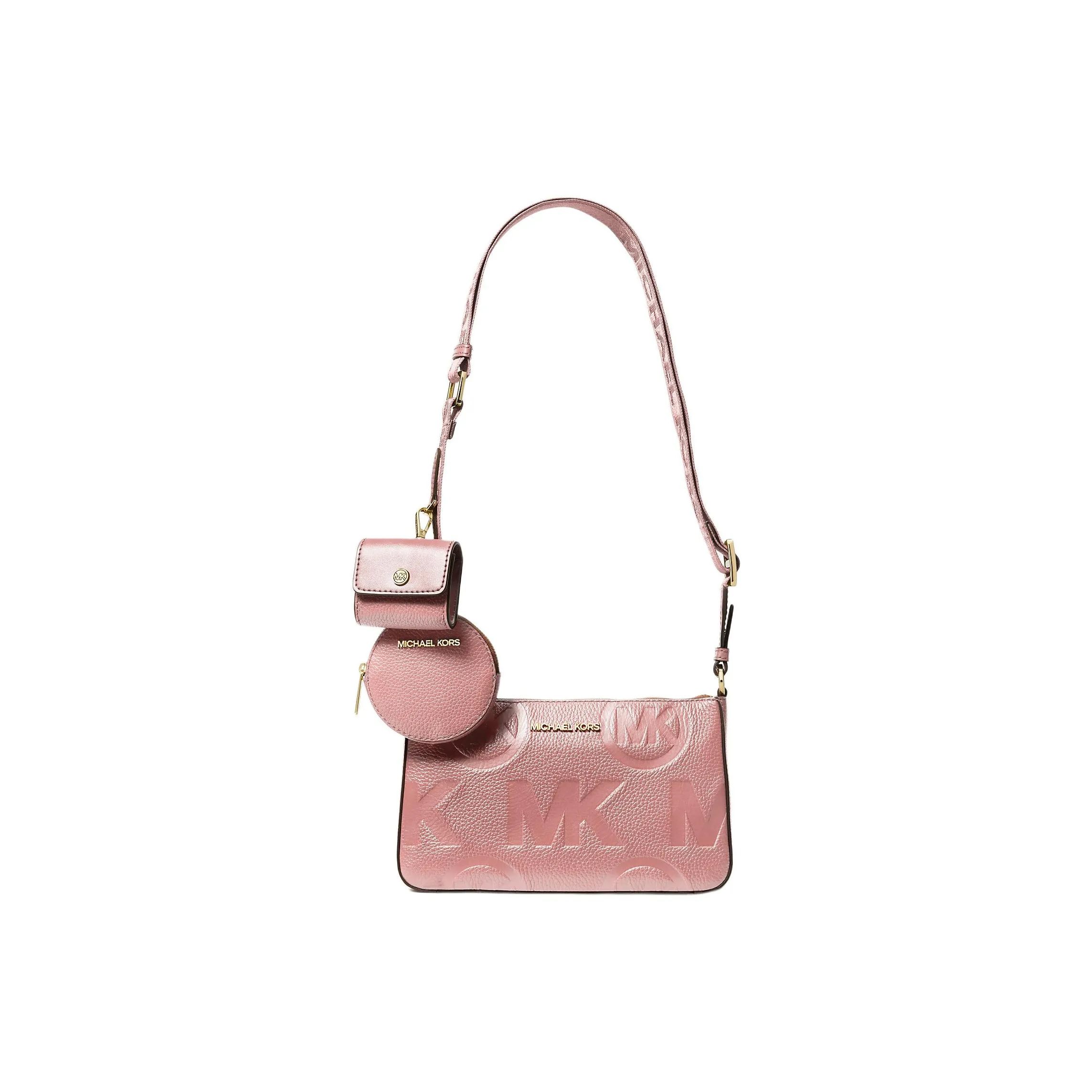 MICHAEL KORS Jet Set Litchi Grain Leather Crossbody Bag Women's Pink