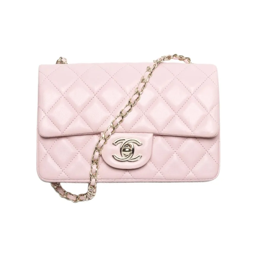 CHANEL Lambskin Shoulder Bag Mini Women's Light Pink