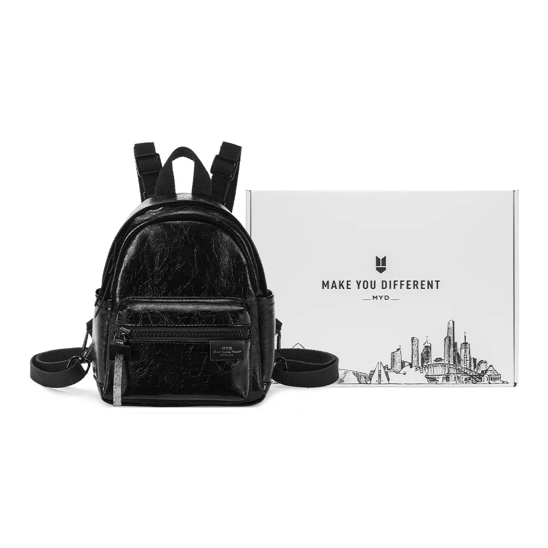 MYD Полиэстер Рюкзак Сумка через плечо Легкий Мини Женский Милкшейк Белый Ежевика