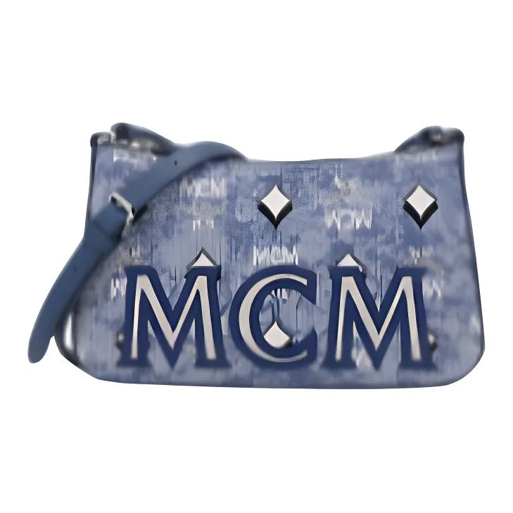 MCM Покрытый холст Сумка через плечо Мини Женская Синяя