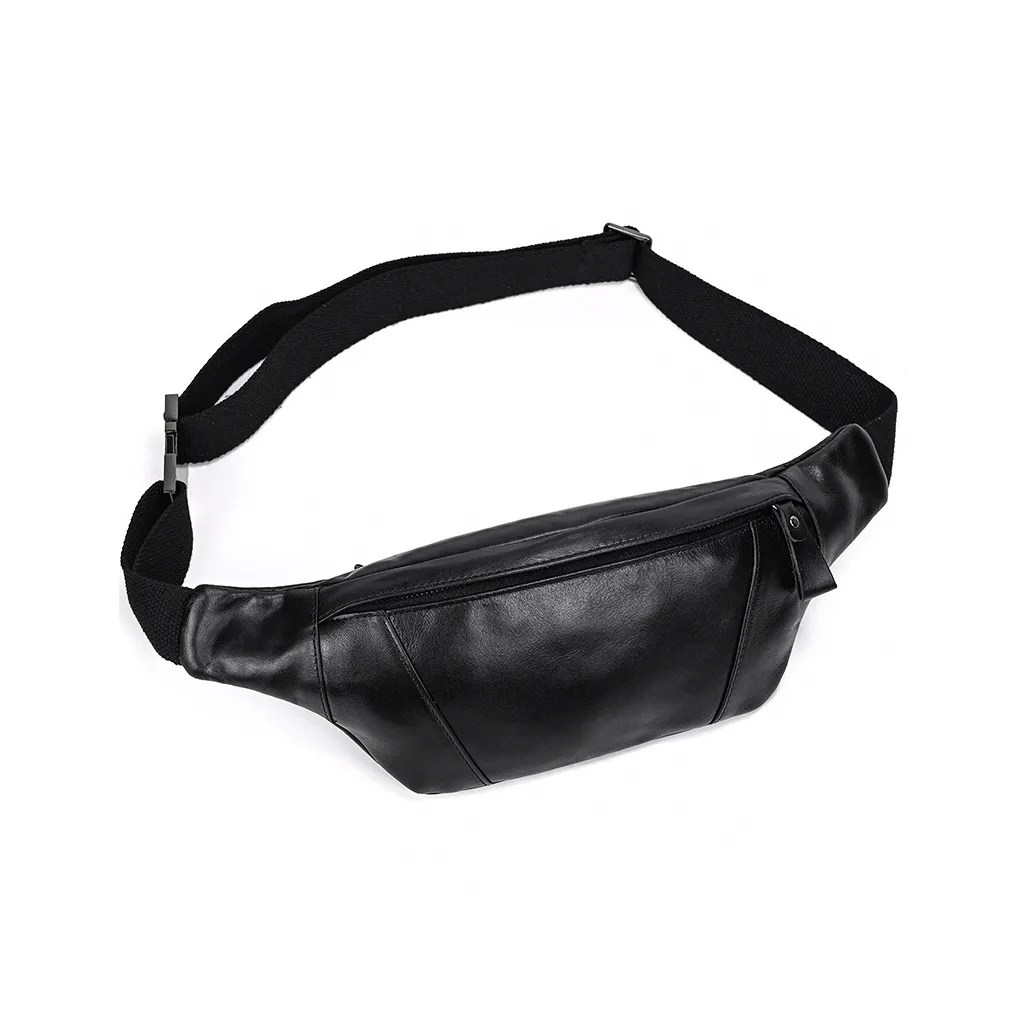 DOSRFINI Cow Leather Fanny Pack Regular Men's Black Oil Leather/Coffee Oil Leather