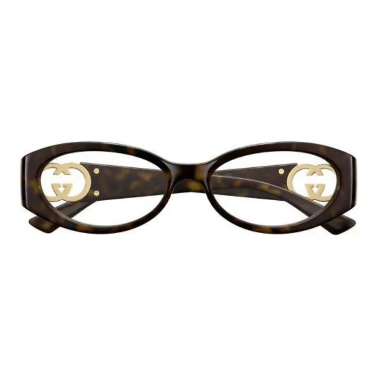 GUCCI Acetate Oval Sunglasses Women's Brown/Havana