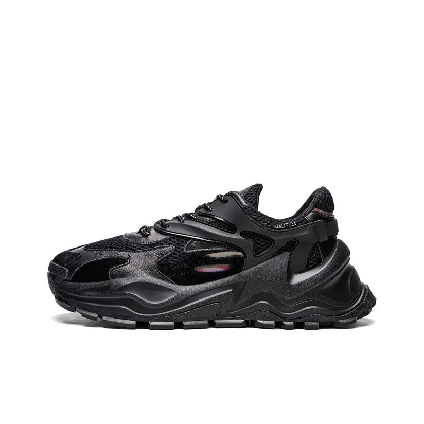 NAUTICA Anti Slip And Wear Resistant Height Increasing Low Top Chunky Sneakers Men's Black