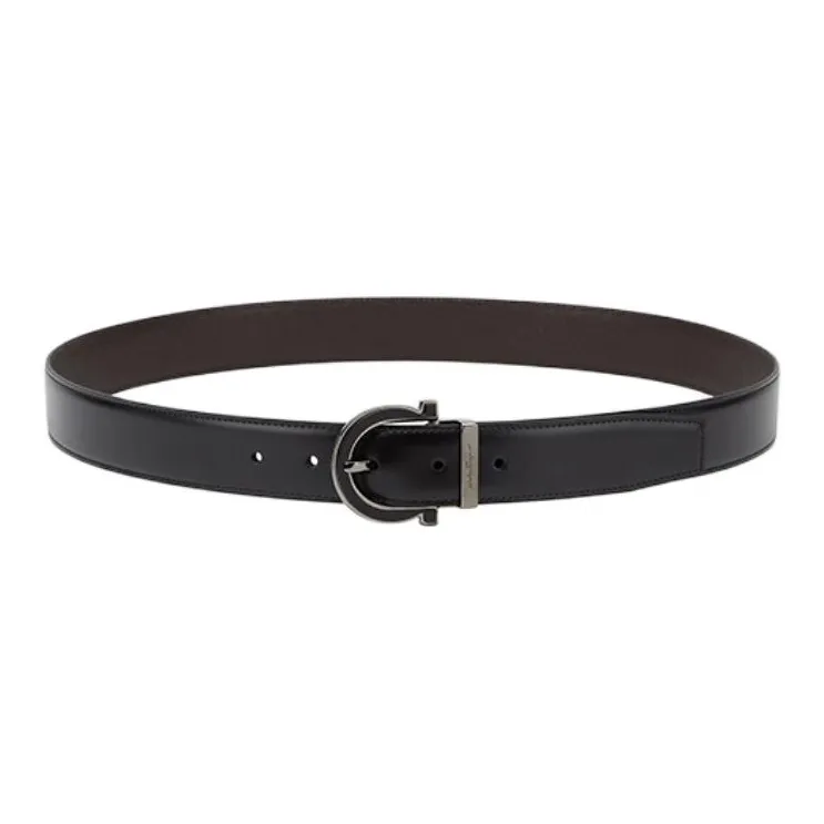 FERRAGAMO Cow Leather Belts Men's Brown Width 3.2cm