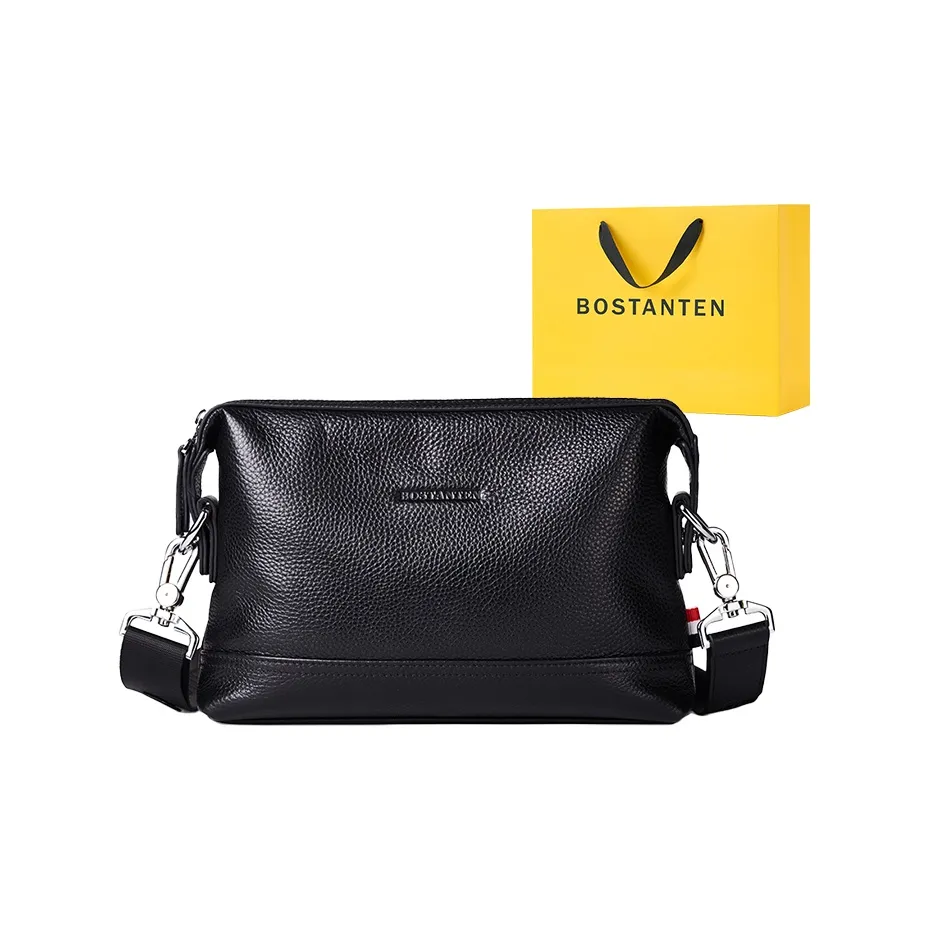 BOSTANTEN Корова Кожа С Кожей Вставка Сумка Через Плечо Мужская Черная