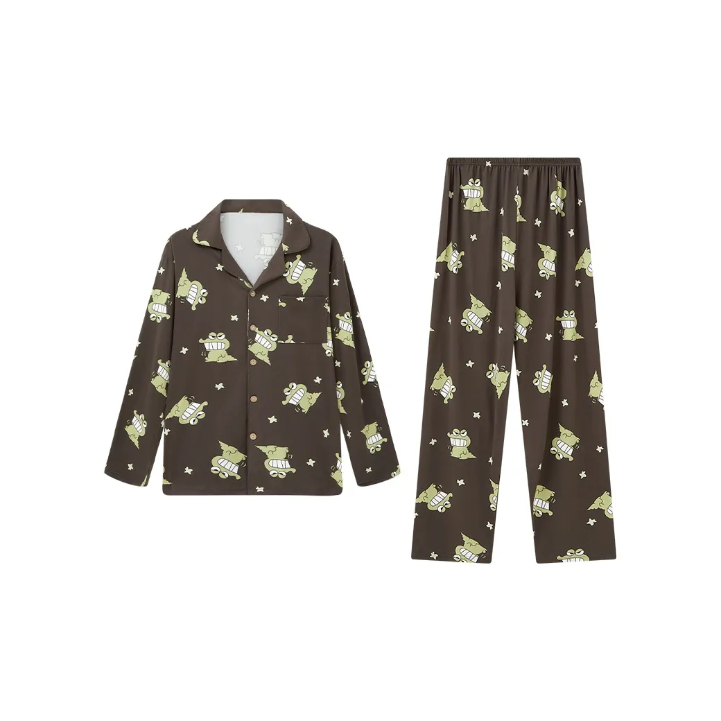 Sleep Advanced Fashion Korean Style Loose Fit Plus Size Students Dormitory Home Outerwear Ready Pajama Set Men's Black