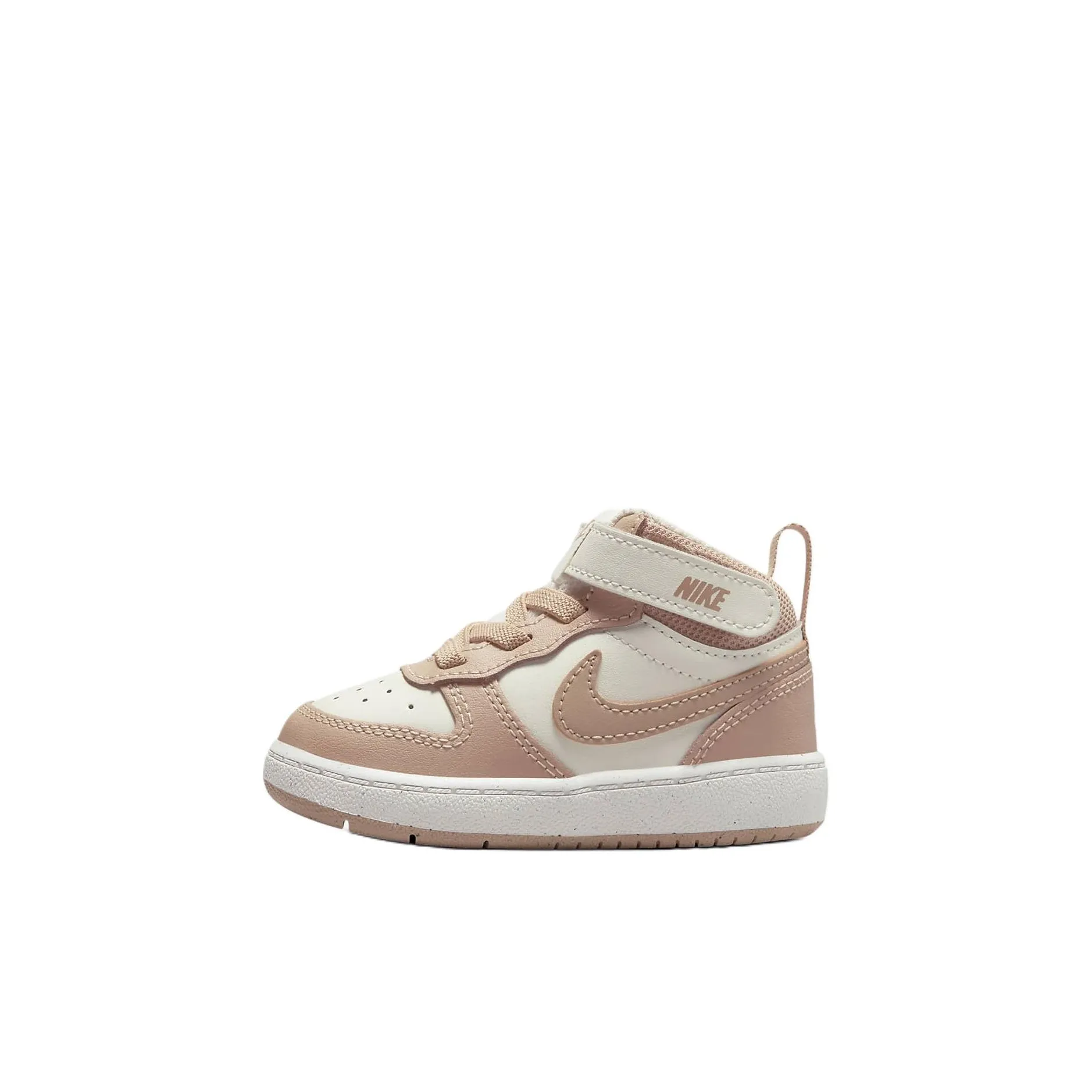Nike Court Borough Slip Resistant Abrasion Resistant MID Топ Обувь для малышей Бело-розовый Infant And Toddler