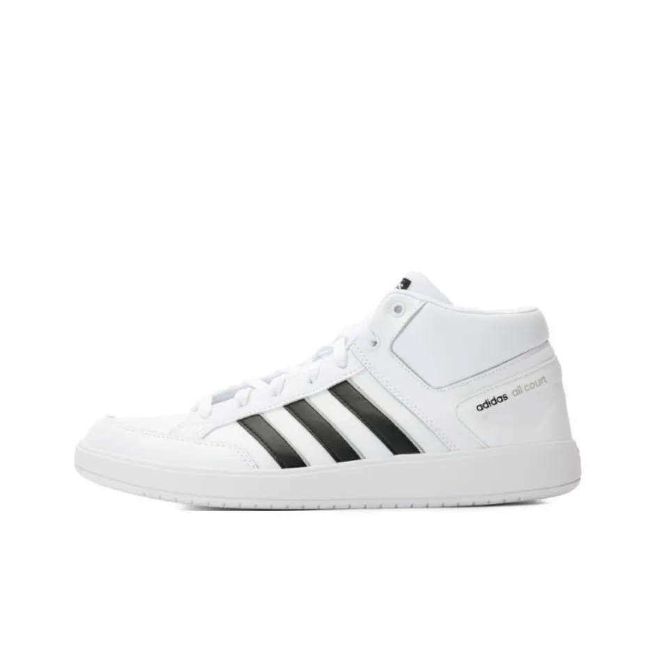 Adidas Cloudfoam All Court Slip Resistant Abrasion Resistant Mid top Tennis Shoes Unisex White