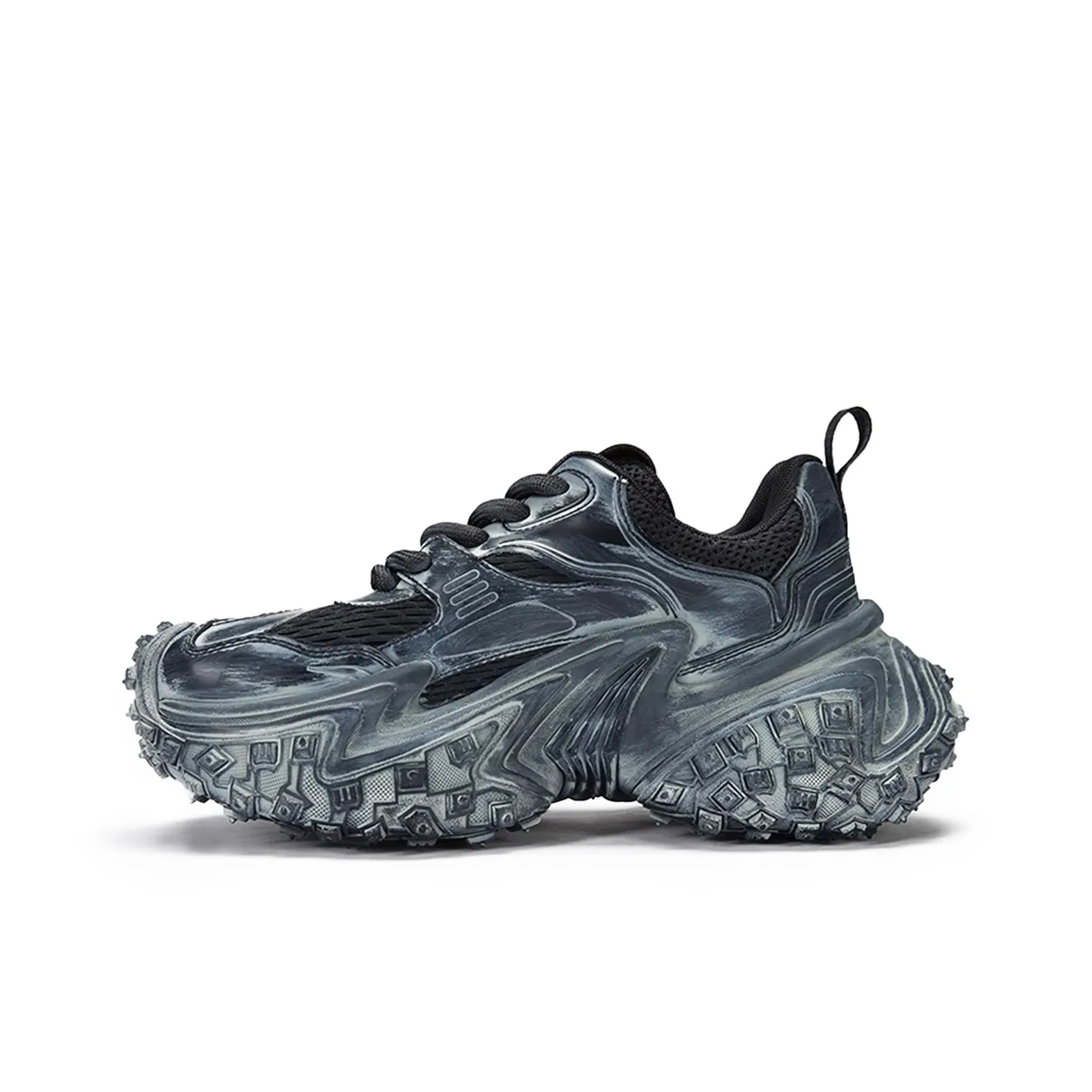 IMXS Urban Hunting Series Cushioning Anti-Slip And Wear-Resistant Low-Top Chunky Sneakers Unisex Black Matte