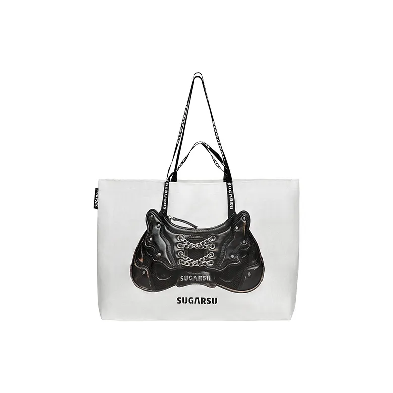 SUGARSU Холст Тоут Сумка Сумка для покупок Сумка через плечо Сумка Большая Женская Кофейно-коричневая Полированная