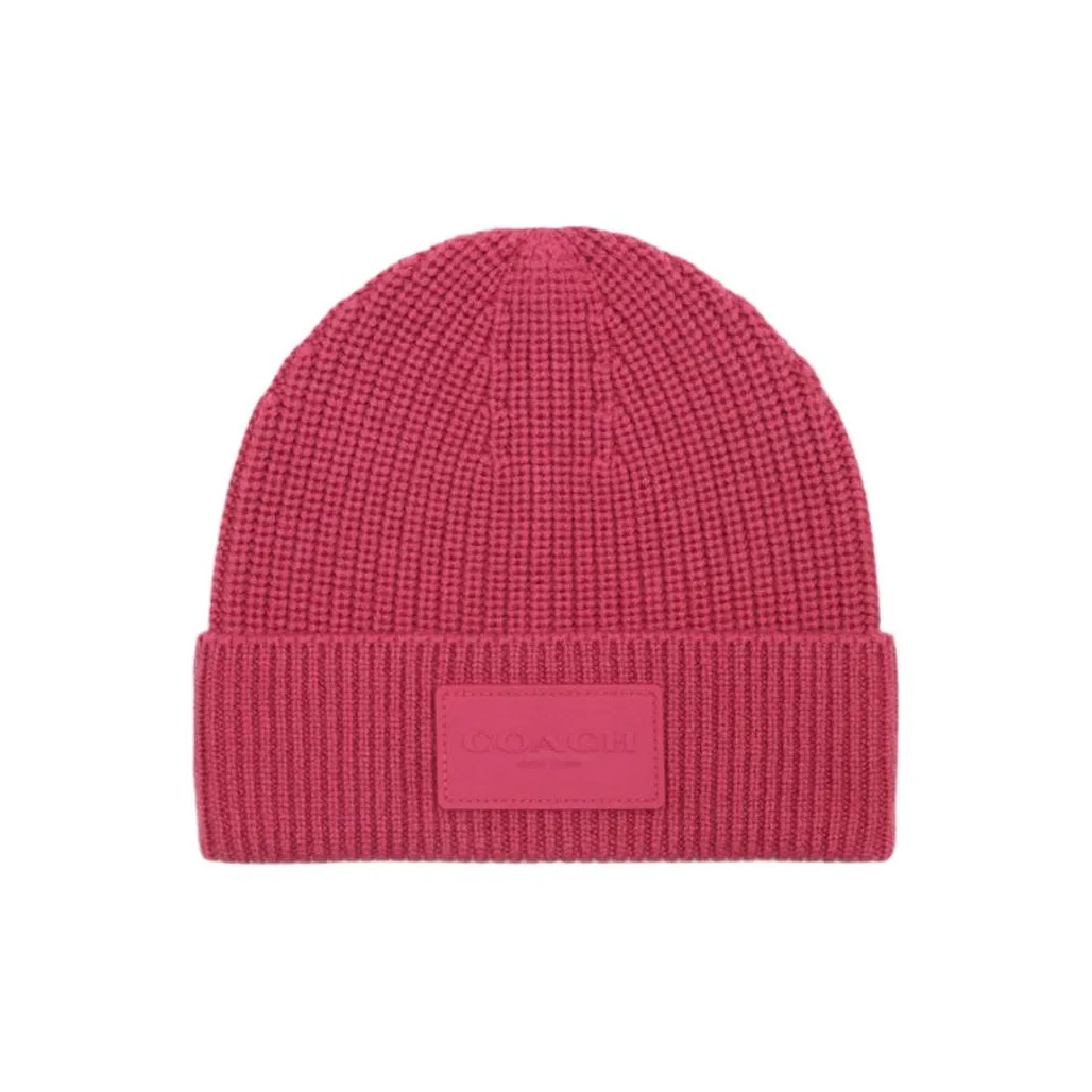 COACH Milu Wool Beanies Unisex Rose Red