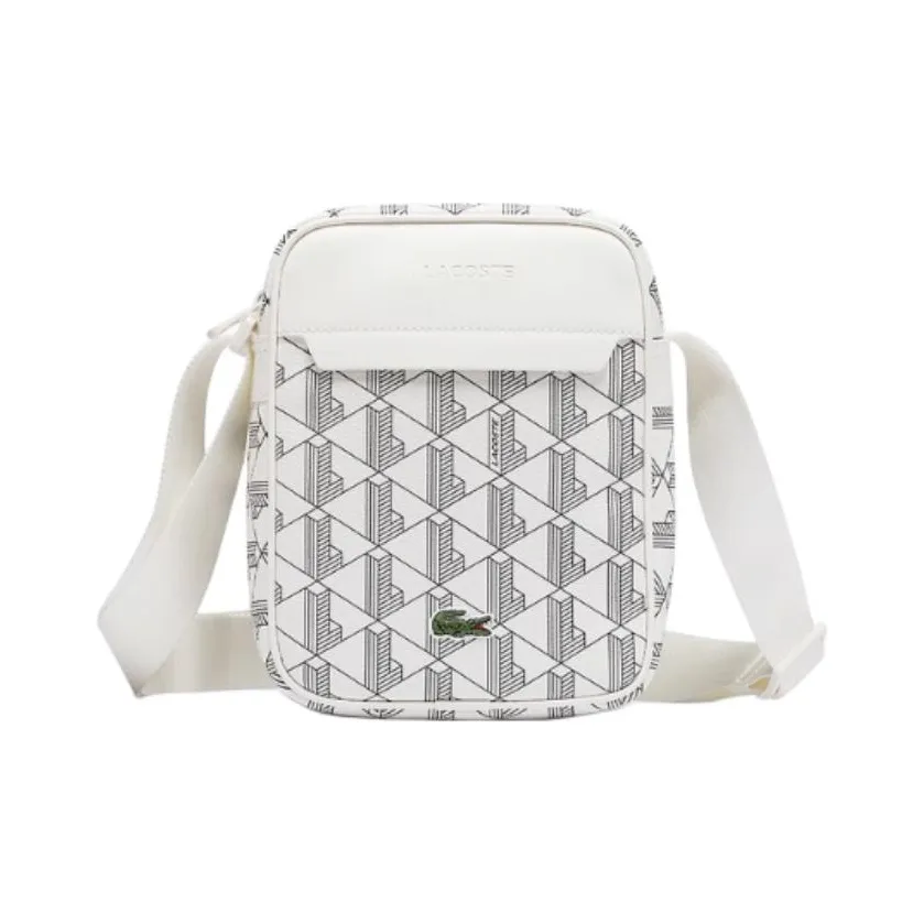 Сумка через плечо из ПВХ среднего размера унисекс цвета Айвори и Изумрудно-зеленый