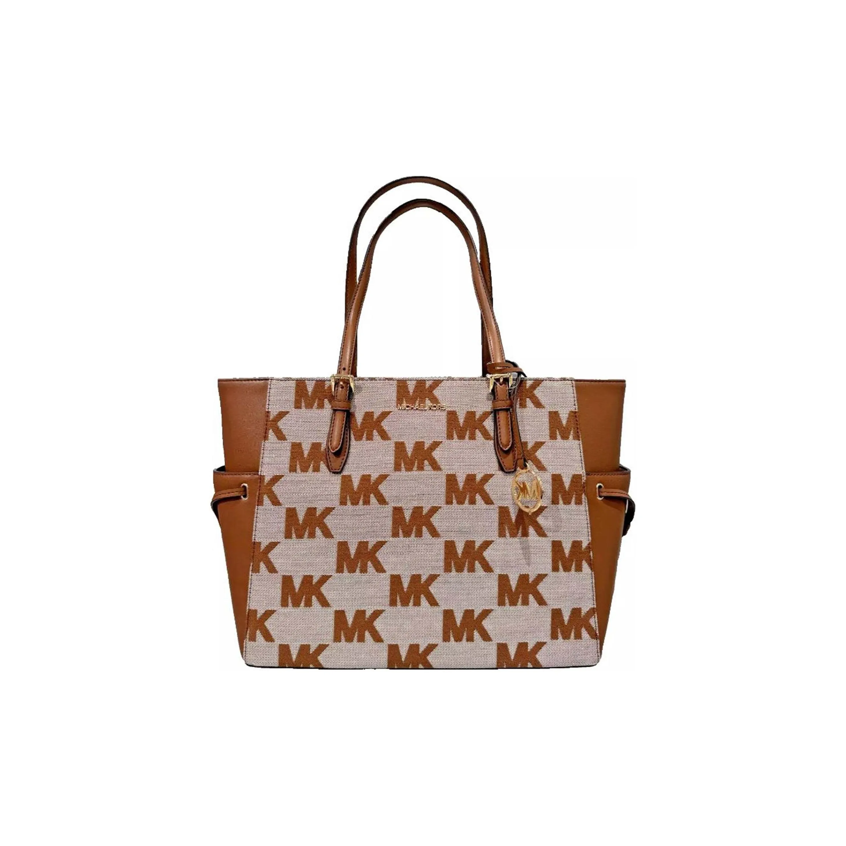 MICHAEL KORS Gilly Canvas Tote Bag Shopping Bag Handbag Large Size Women's Leather Brown