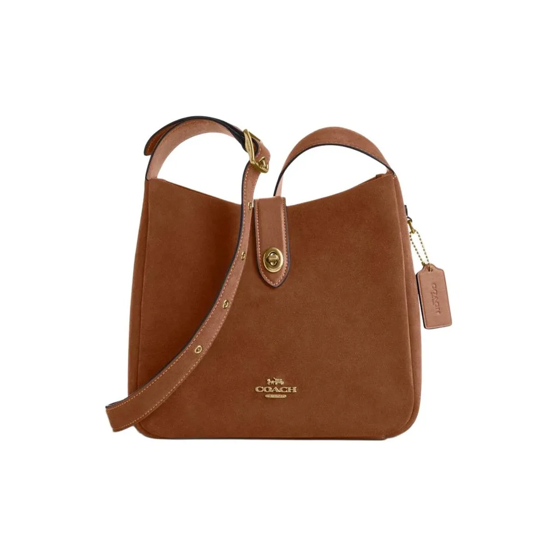 COACH Hadley Suede Shoulder Bag Crossbody Bag Medium Size Women's Brown