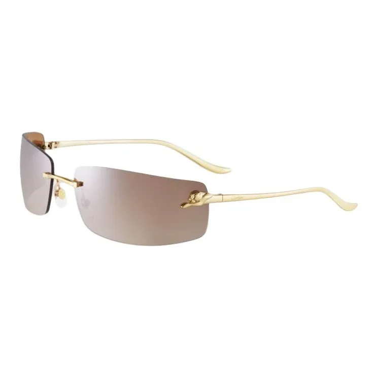 CARTIER Metal Gold Plated Rectangular Sunglasses Unisex Gold