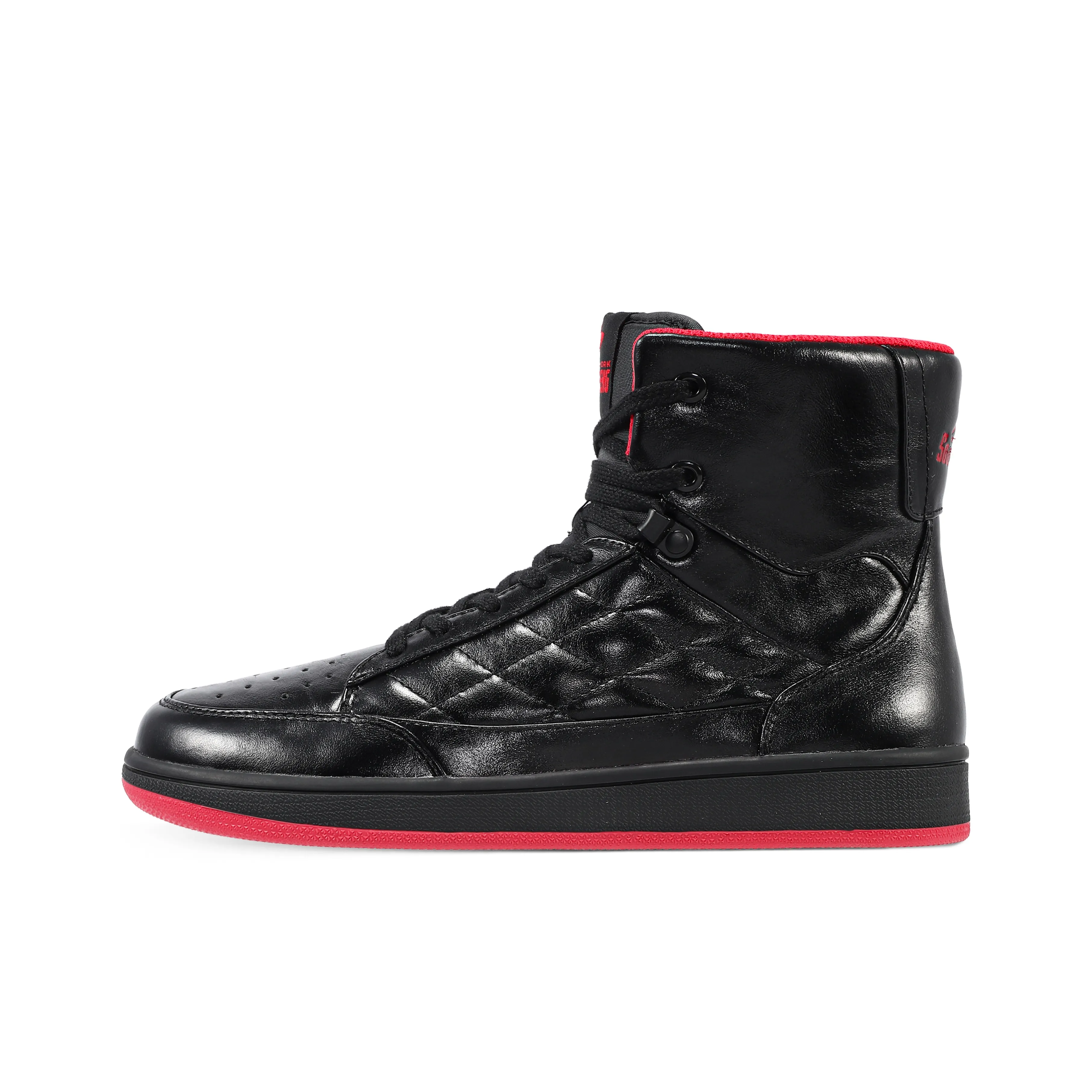 SOULSFENG Slip-resistant Abrasion-resistant High Top Skateboard Shoes Men's Black SOULSFENG Противоскользящие Износостойкие Высокие Кроссовки для Скейтбординга Мужские Черные