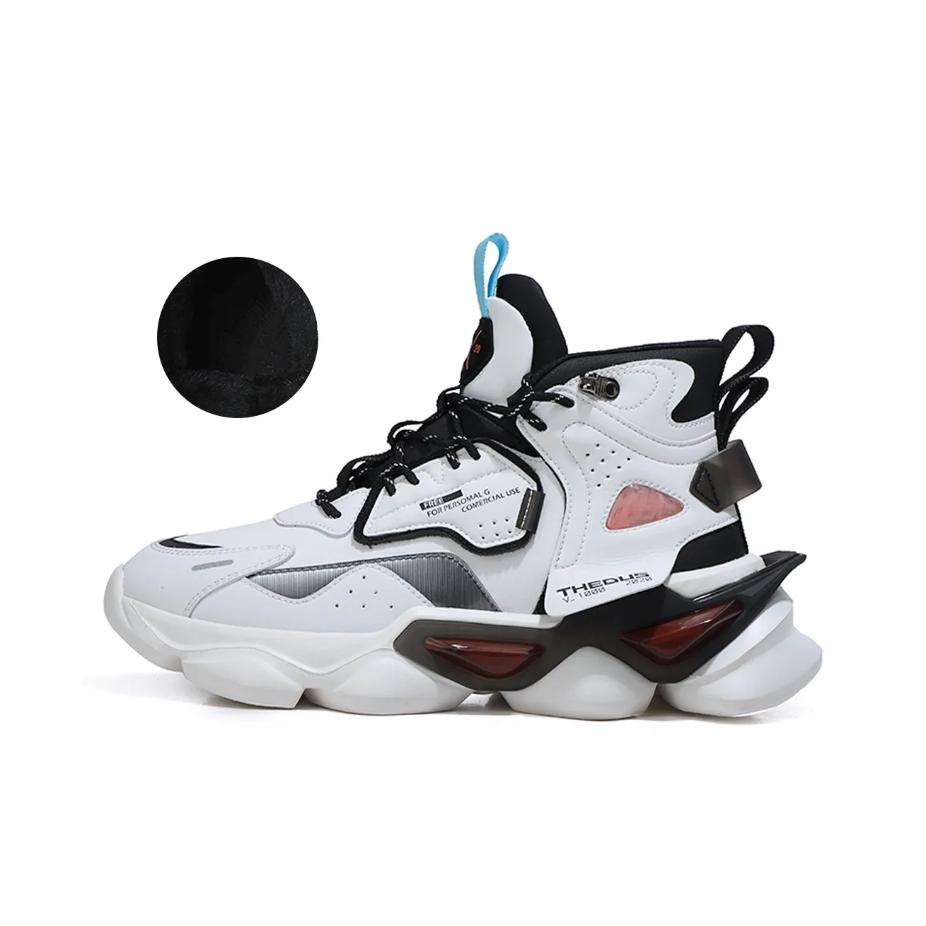 VIDORY ANGEL Height Increasing Slip-Resistant High-Top Chunky Sneakers Men's White Black
