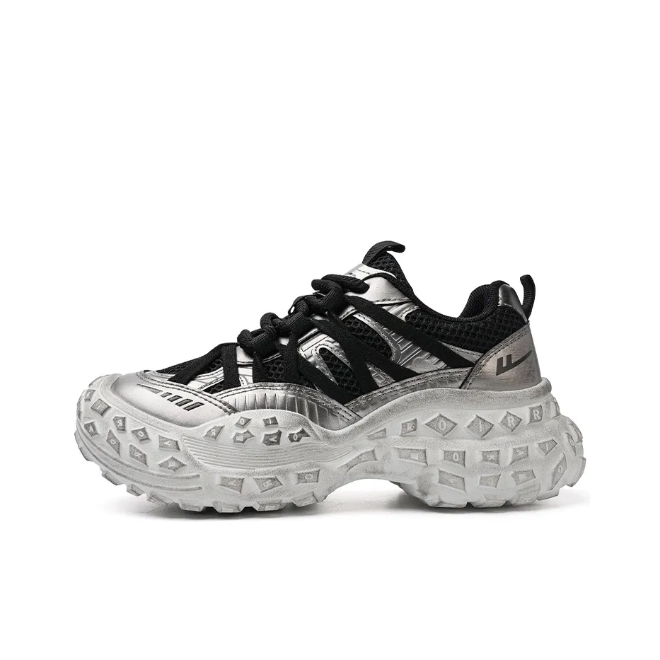 Warrior Lightweight Anti Slip Low Top Chunky Sneakers Women's Dark Gray Black