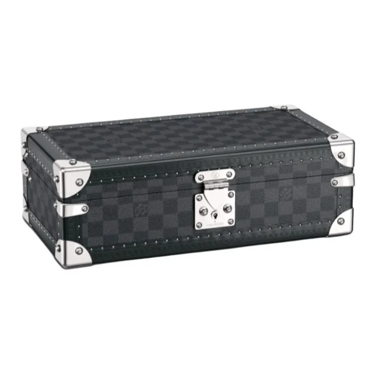 LOUIS VUITTON Canvas Wristwatch Storage Box Men's Blue Black