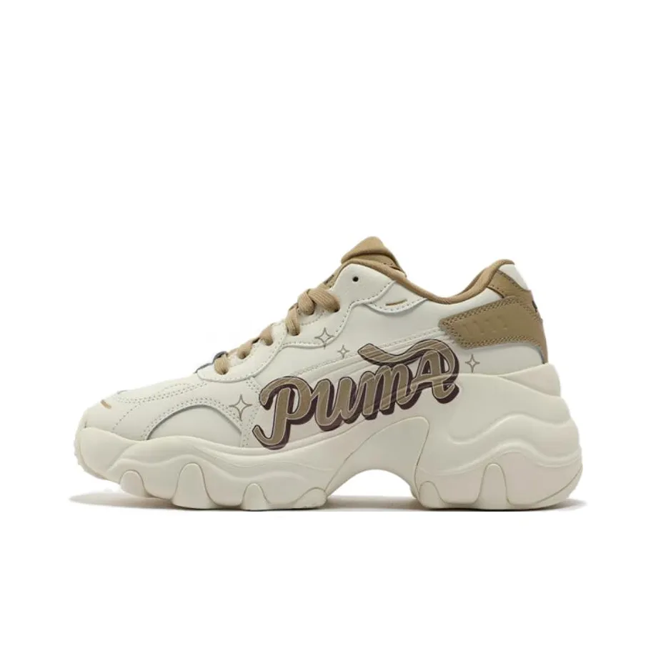PUMA Pulsar Wedge Anti Slip Wear Resistant Low Top Chunky Sneakers Women's White Brown