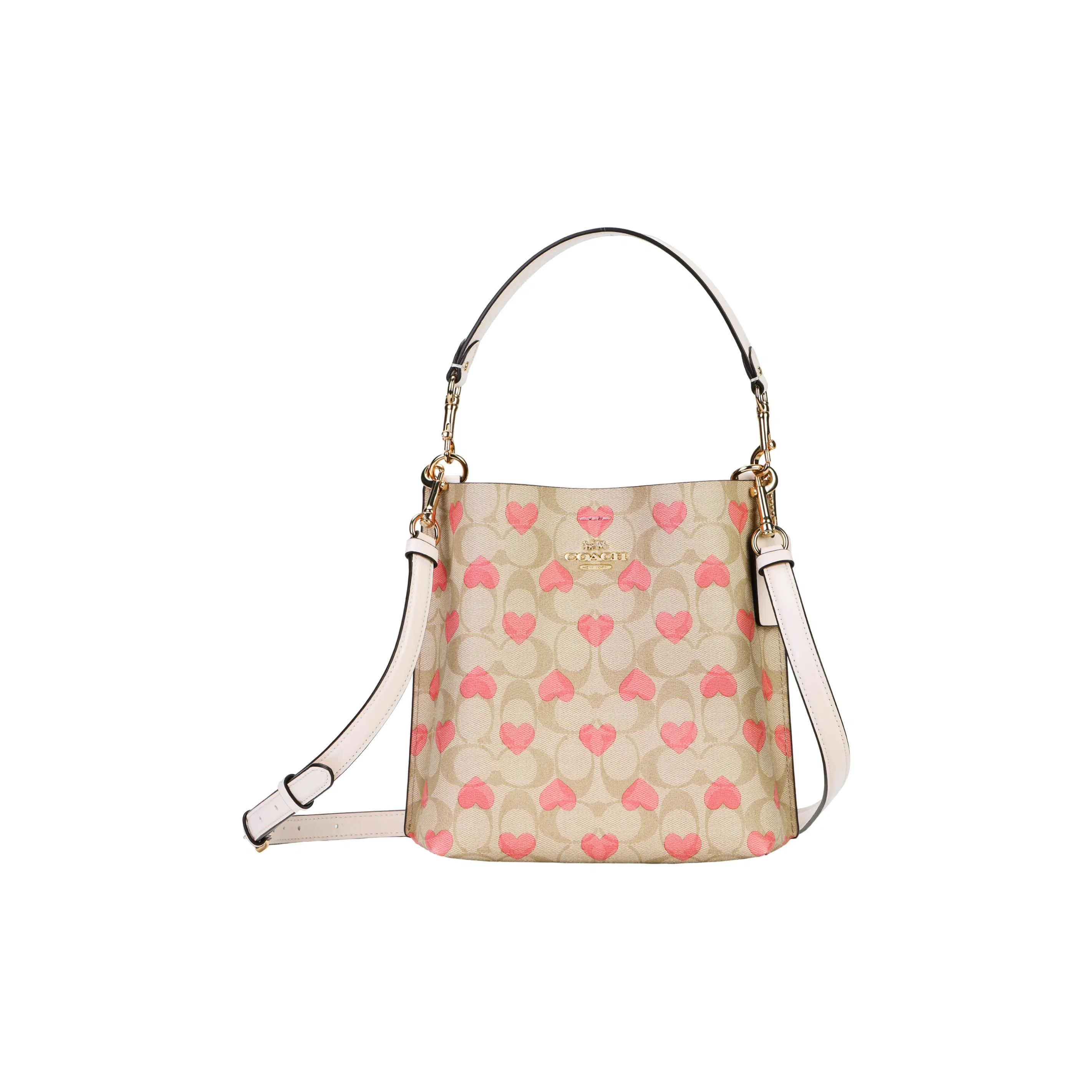 COACH Mollie ПВХ с кожей ведрообразная сумка сумка через плечо сумка среднего размера женская хаки