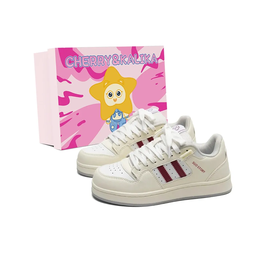 CHERRY&KALIKA Skateboard Shoes Women's Low Top Burgundy