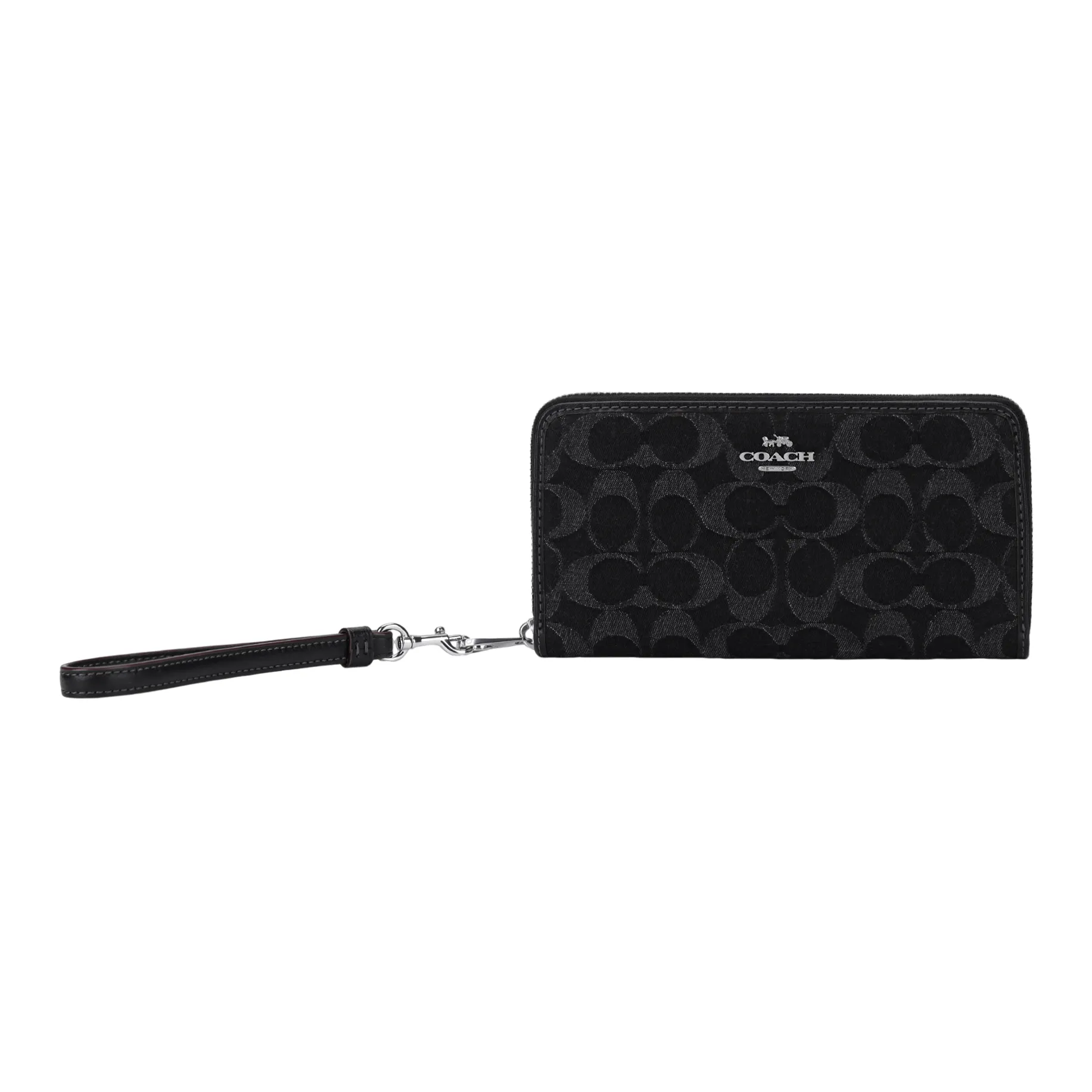 COACH Zip Around Denim Wallet Trumpets Women's Black
