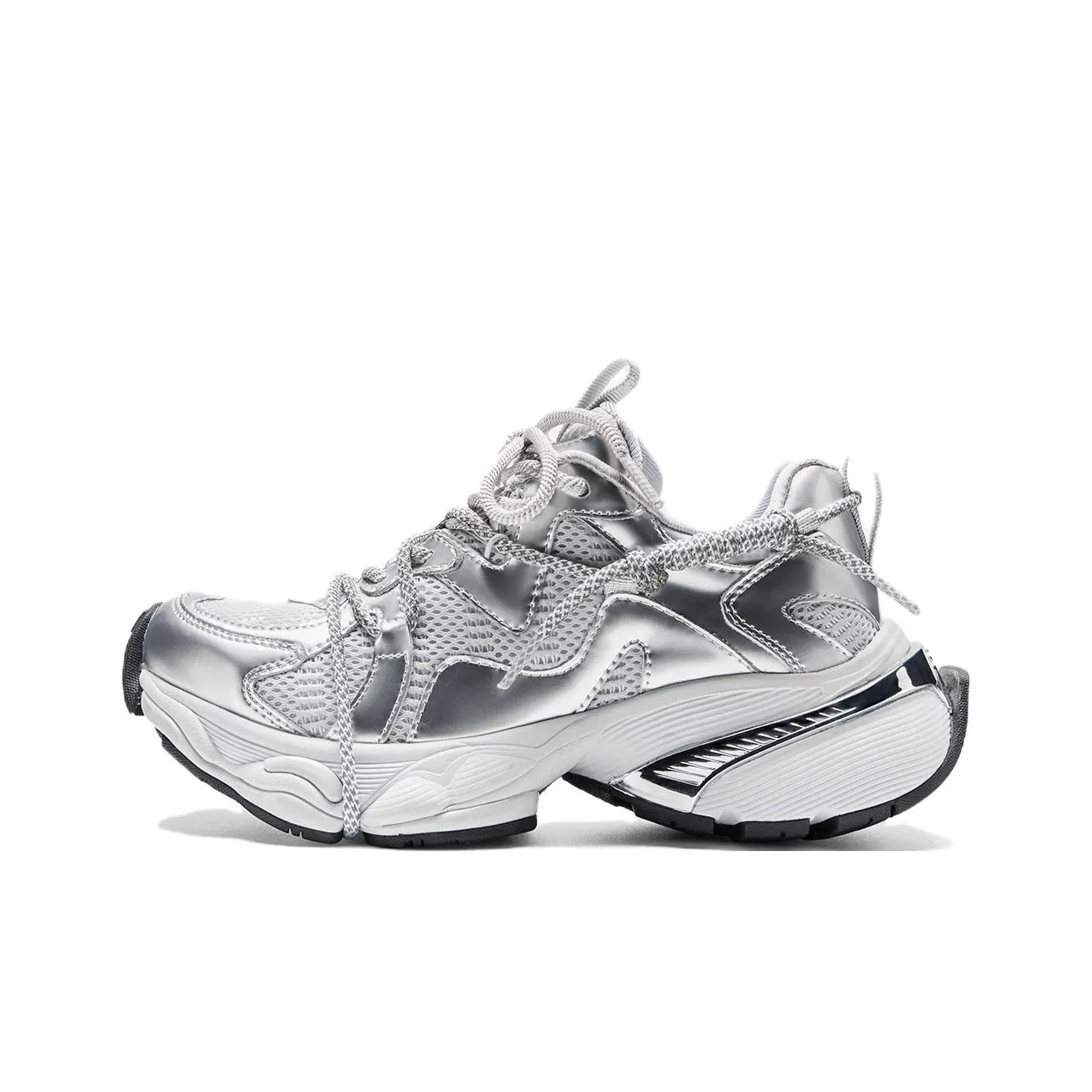 NUTTINESS Height Increasing Lightweight Low Top Chunky Sneakers Women's Silver