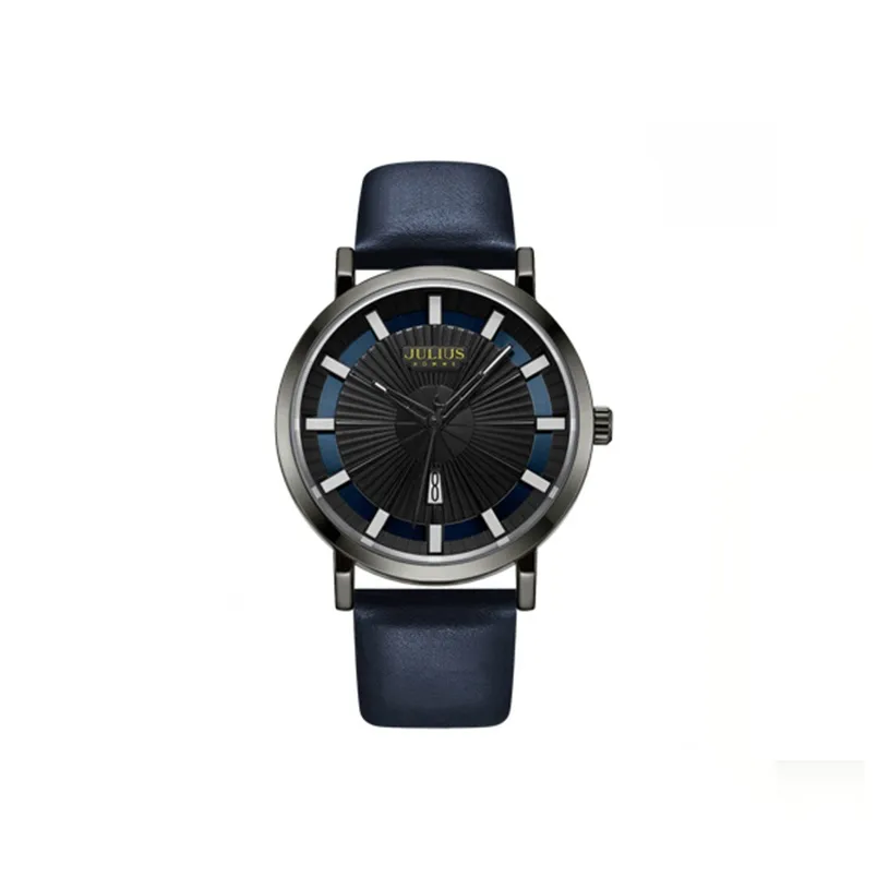JULIUS JL Минеральное укрепленное стекло Спортивные мужские часы Кварцевый механизм Естественная кожа Ремешок Часы