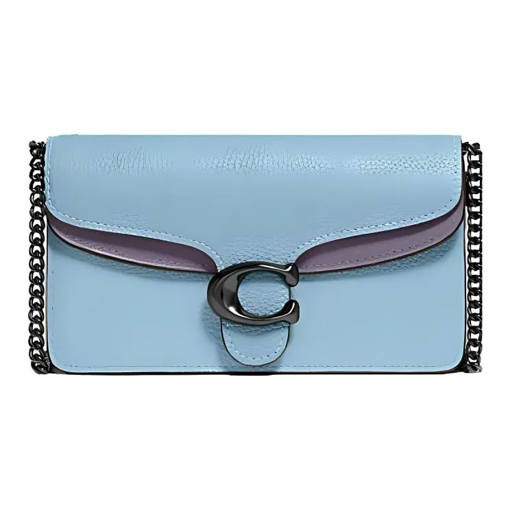 COACH Tabby Polished Pebbled Leather Shoulder Bag Crossbody Bag Small Size Women's Blue