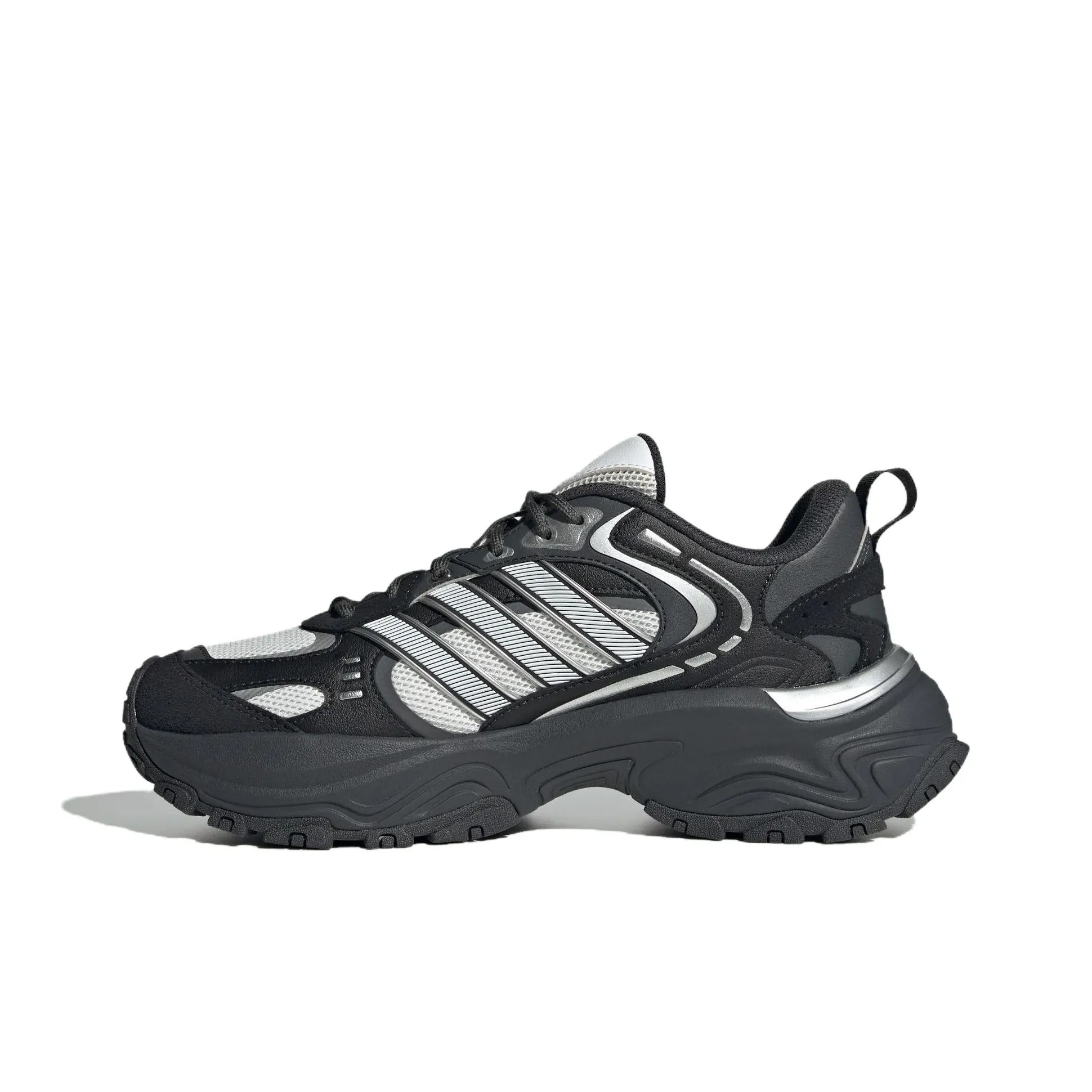 Adidas Anti Slip Wear Resistant Low Top Chunky Sneakers Unisex Black Gray Color