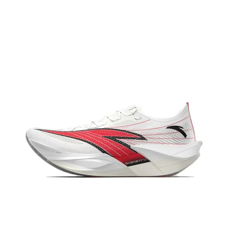 Anta C202 6.0 PRO Cushioned Slip Resistant Abrasion Resistant Low Top Carbon Plate Running Shoes Men's White Red