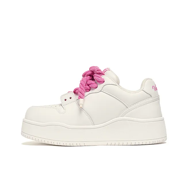 WANDER AROUND Износостойкие Дышащие Увеличивающие Высоту Низкие Кроссовки для Скейтбординга Женские Белые Розовые