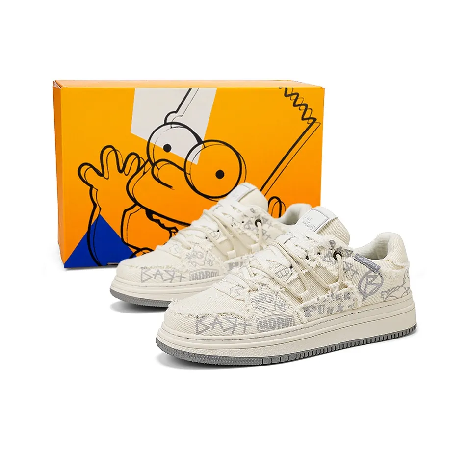 The Simpsons Canvas Shoes Unisex Low Top Beige Black/Avocado Green/Beige/Tomato Scrambled Egg Color/Classic Black Red/Romantic Cherry Blossom Pink/Mismatched