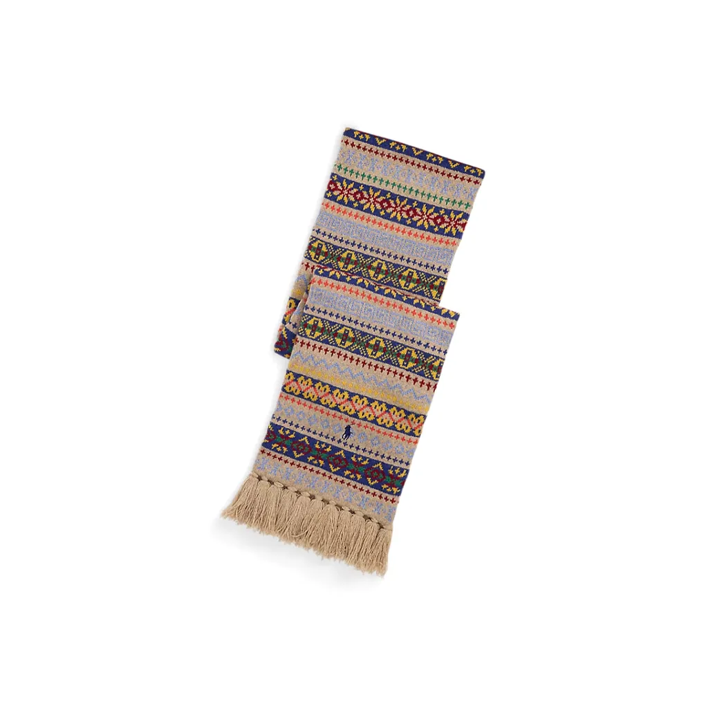Polo Ralph Lauren Wool, Nylon, Cotton Knit Scarves Men's Brown