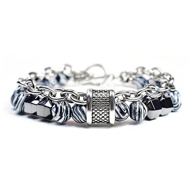 WANLIACC Сплав Малахит Двойной Слой Браслет Унисекс