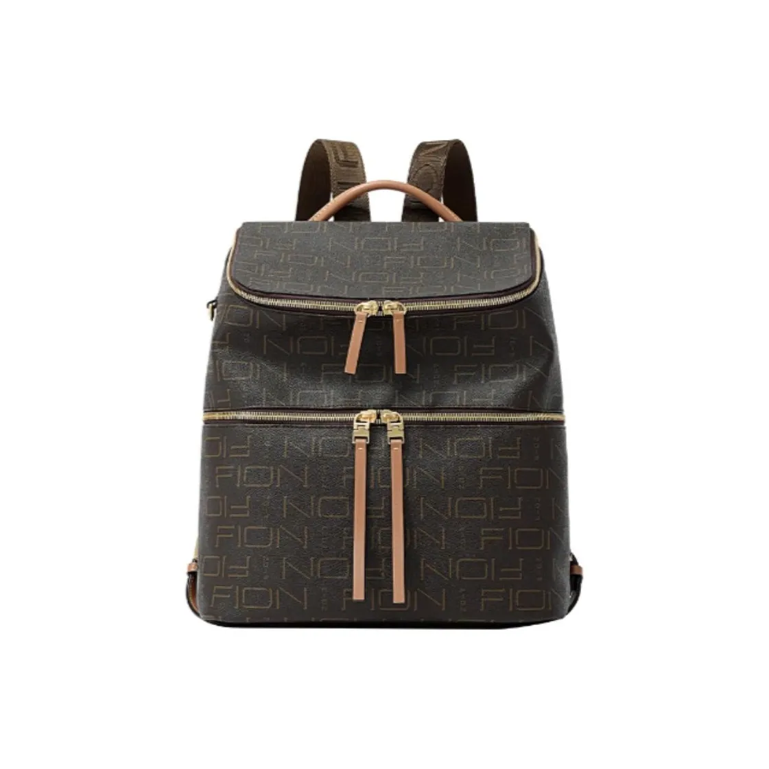 FION Artificial Leather Backpack Large Women's Dark Coffee Brown